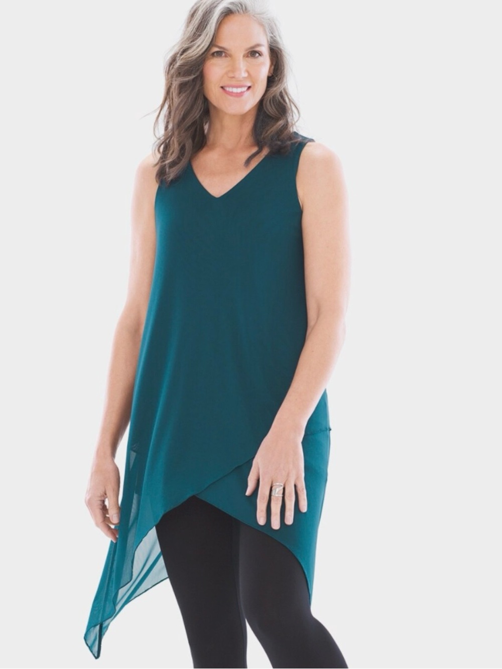 Soma Layered Mesh Asymmetrical Hem Tunic Dark Harbour Size M